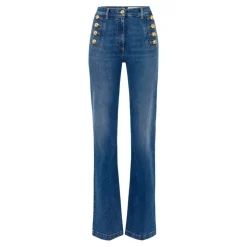 Ausgestellte Denim-Hose mit Matrosenknöpfen