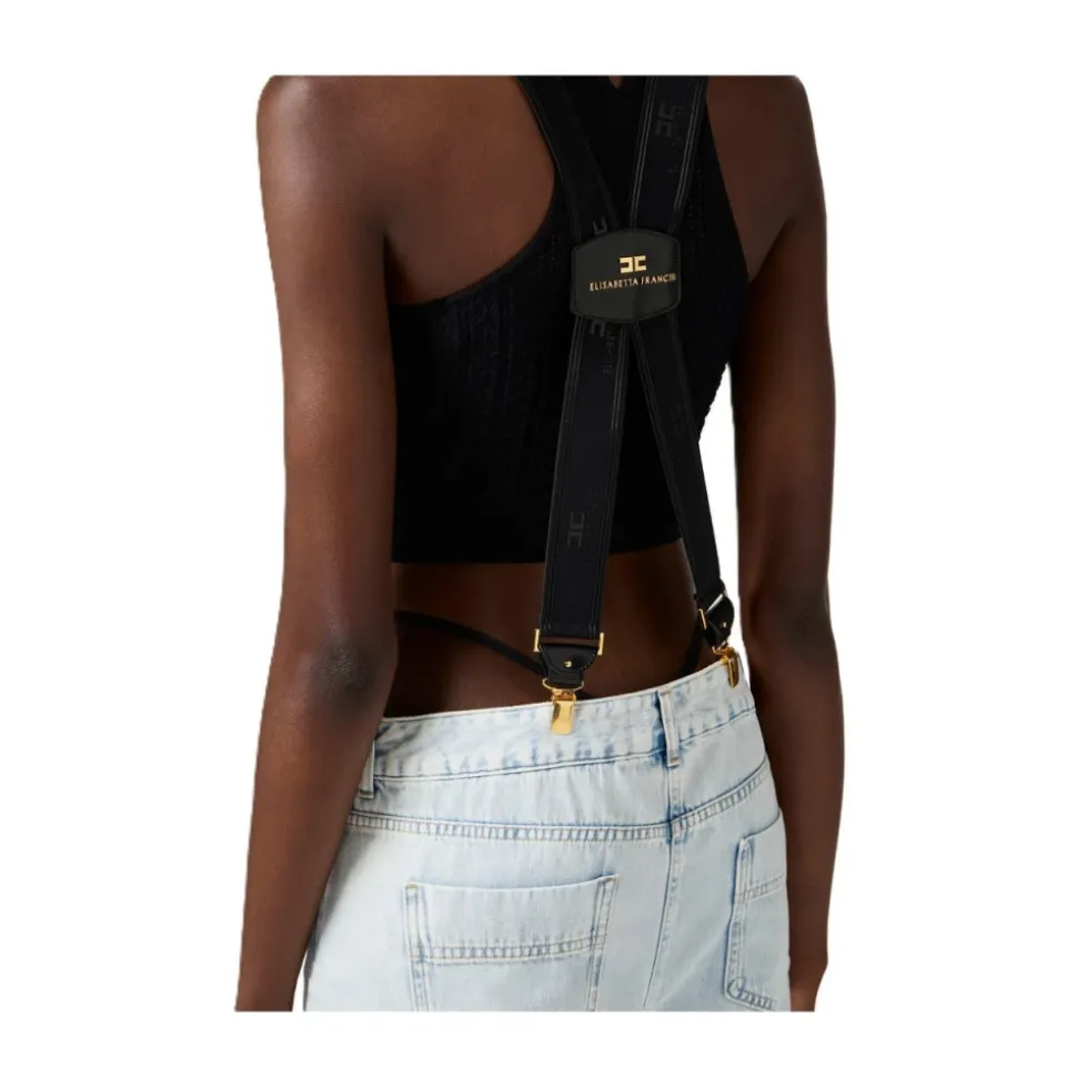 Baumwoll-Denim-Hose mit Hosenträgern