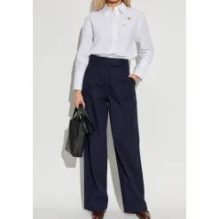 Baumwollhochtaillierte Hose