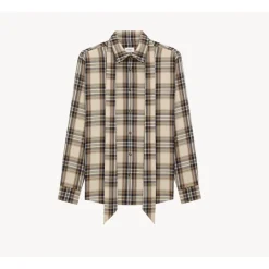 Baumwoll-Tartan-Lavallière-Shirt mit Schleife