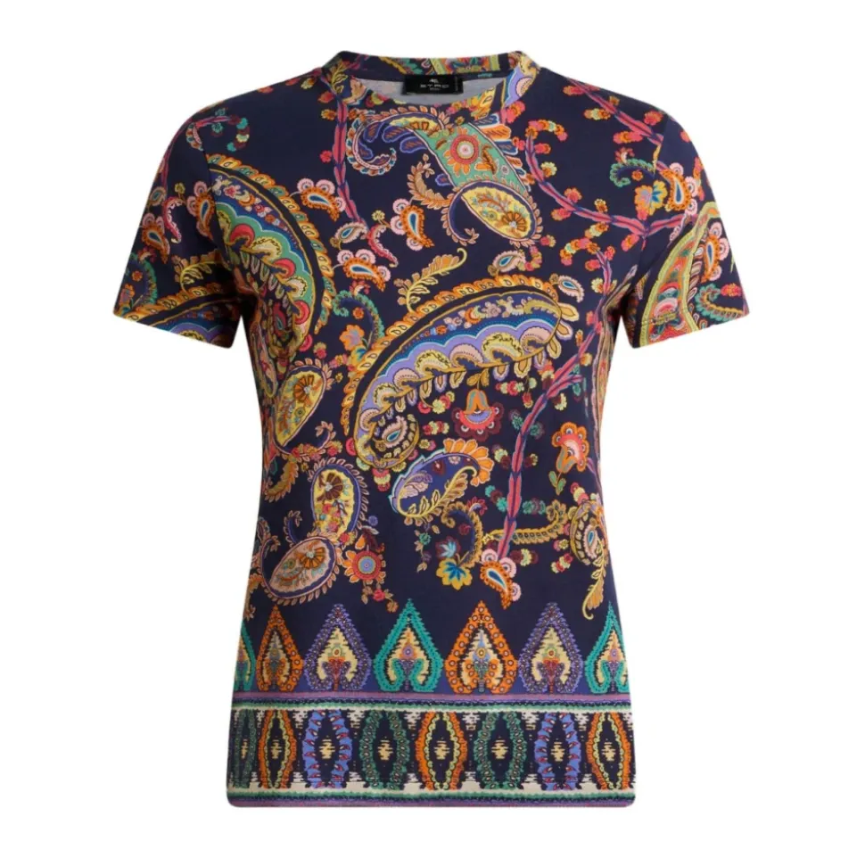 Baumwoll-T-Shirt mit floralem Paisley- und Medaillon-Motiv