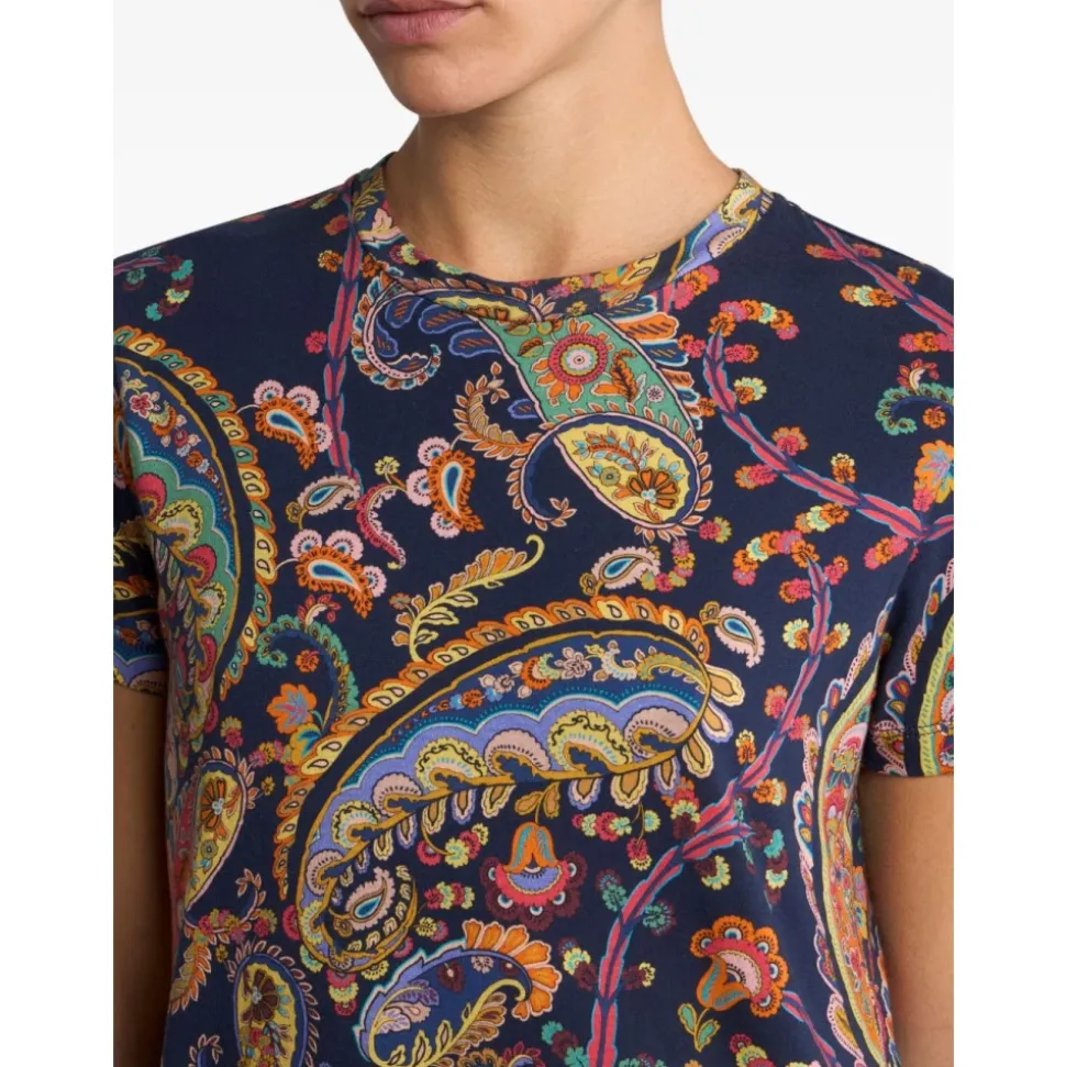 Baumwoll-T-Shirt mit floralem Paisley- und Medaillon-Motiv