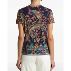 Baumwoll-T-Shirt mit floralem Paisley- und Medaillon-Motiv