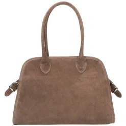 Beige Satchel Handtasche für Frauen aus Premium Italienischem Velours