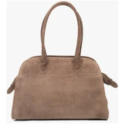 Beige Satchel Handtasche für Frauen aus Premium Italienischem Velours
