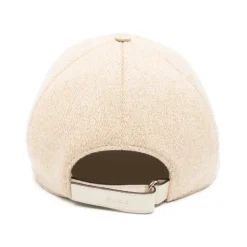 Beige Wollkappe mit Doppel-G-Logo