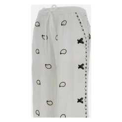 Bestickte Leinen Wide Trousers