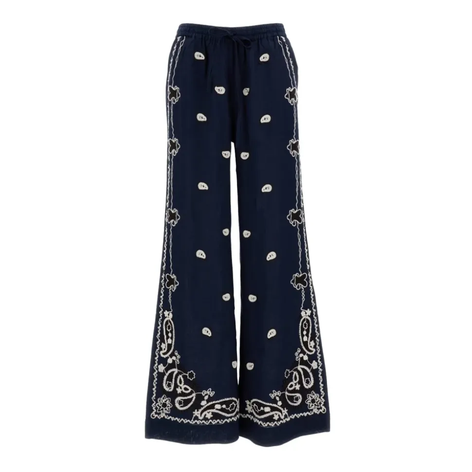 Bestickte Leinenhose