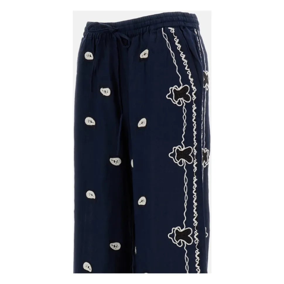 Bestickte Leinenhose