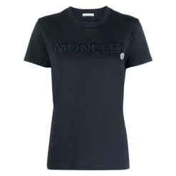 Blau Besticktes Logo T-Shirt