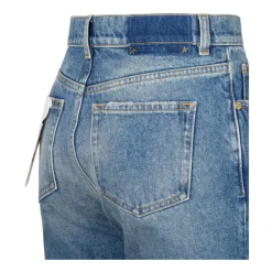 Blaue Cropped Flare Jeans