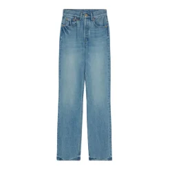 Blaue High Rise Straight Leg Jeans