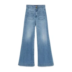 Blaue Jeans mit Knöpfen vorne