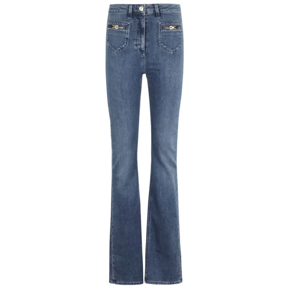 Blaue Schlaghose mit Hoher Taille