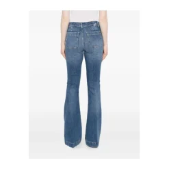 Blaue Schlaghose mit hoher Taille