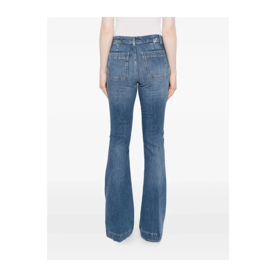 Blaue Schlaghose mit hoher Taille