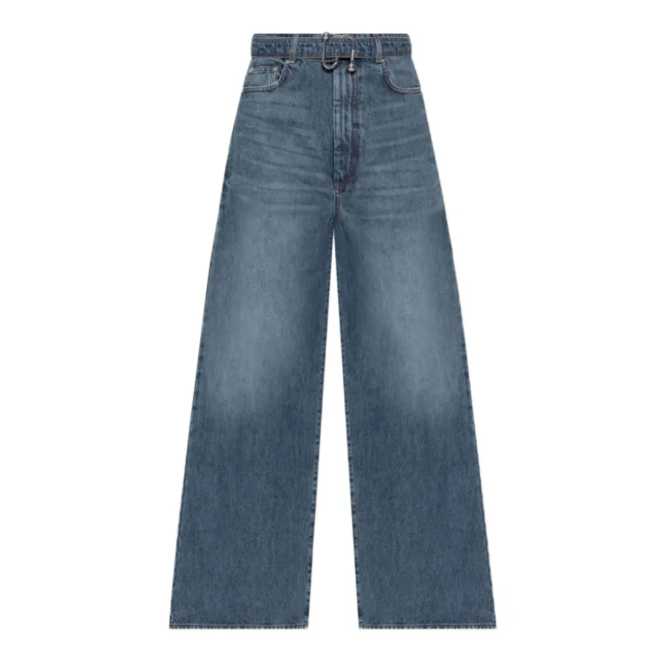 Blaue Seiden- & Nylon-Jeans