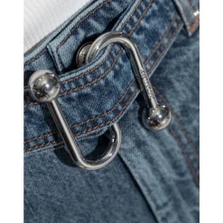 Blaue Seiden- & Nylon-Jeans