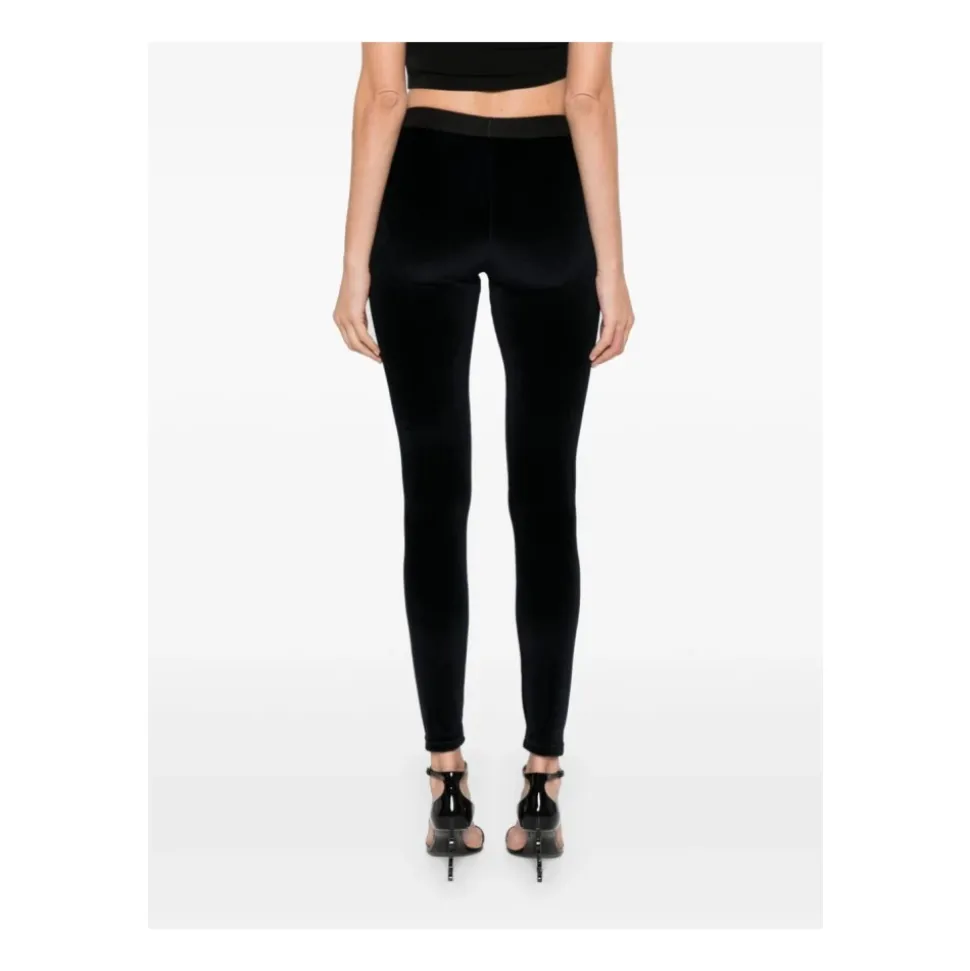 Blaue Velours Skinny Hose