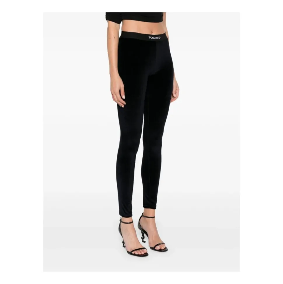 Blaue Velours Skinny Hose