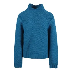 Blauer Hoher Hals Pullover Ovetto Design