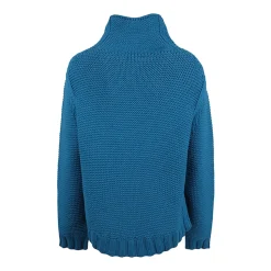 Blauer Hoher Hals Pullover Ovetto Design