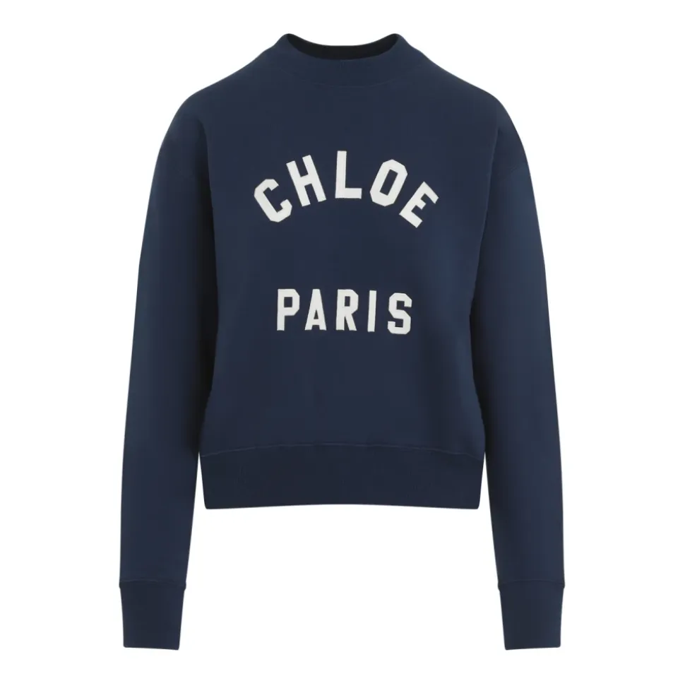 Blauer Pullover mit Stehkragen im Trend-Style