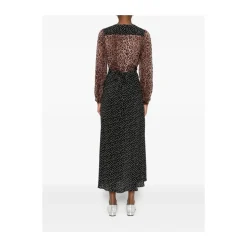 Blumenmuster V-Ausschnitt Ausgestelltes Kleid