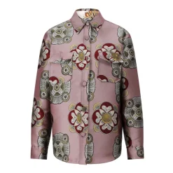 Blumen-Overshirt mit klassischem Knopfverschluss