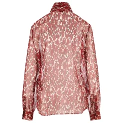 Blumige Seidenbluse Rot Italien