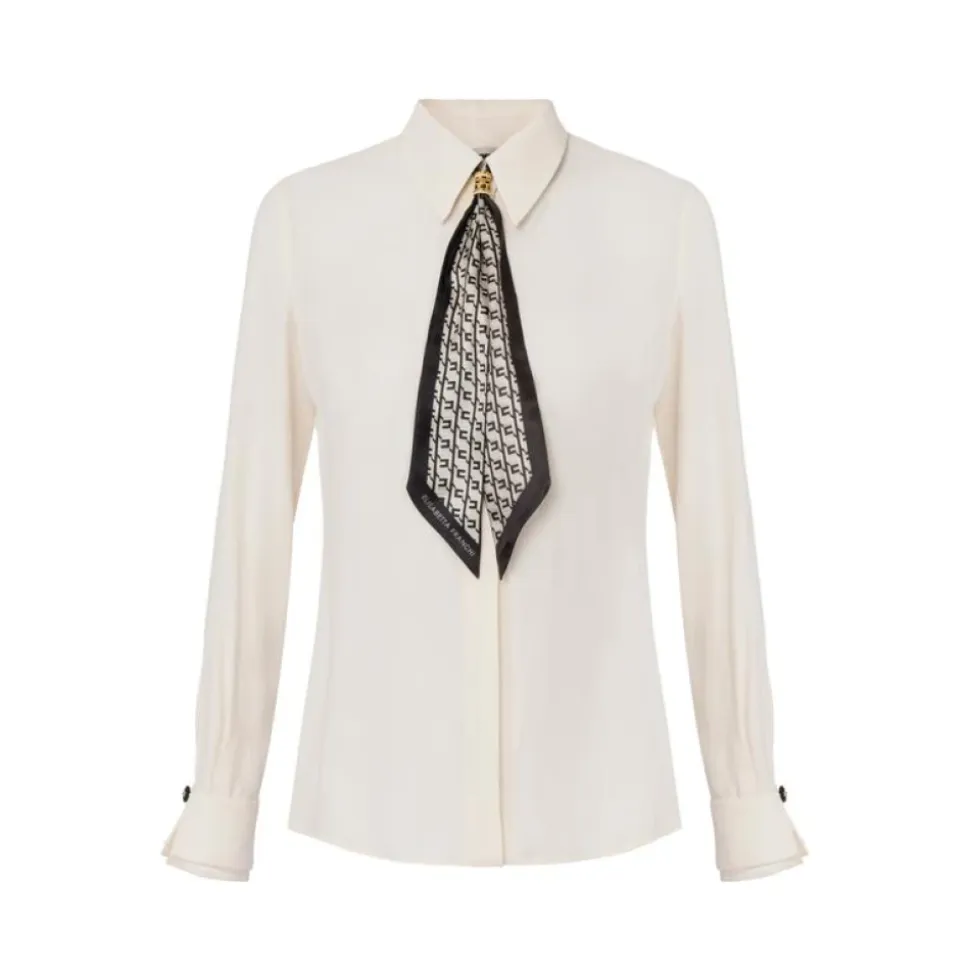 Bluse aus Georgette mit Foulard-Schal