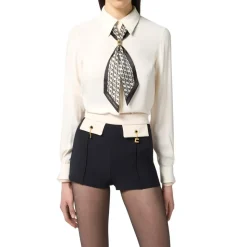 Bluse aus Georgette mit Foulard-Schal