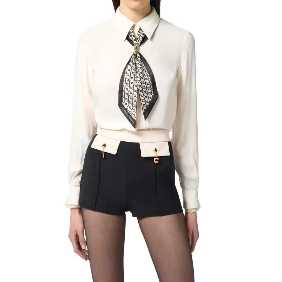 Bluse aus Georgette mit Foulard-Schal