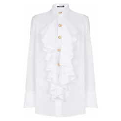 Bluse aus Popeline mit Rüschen