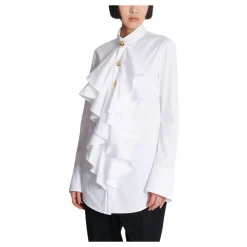 Bluse aus Popeline mit Rüschen