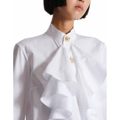 Bluse aus Popeline mit Rüschen