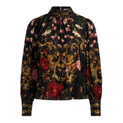 Bluse mit Blumenmuster und Stehkragen