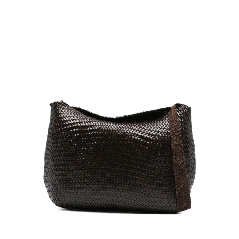 Braune Geflochtene Lederschultertasche