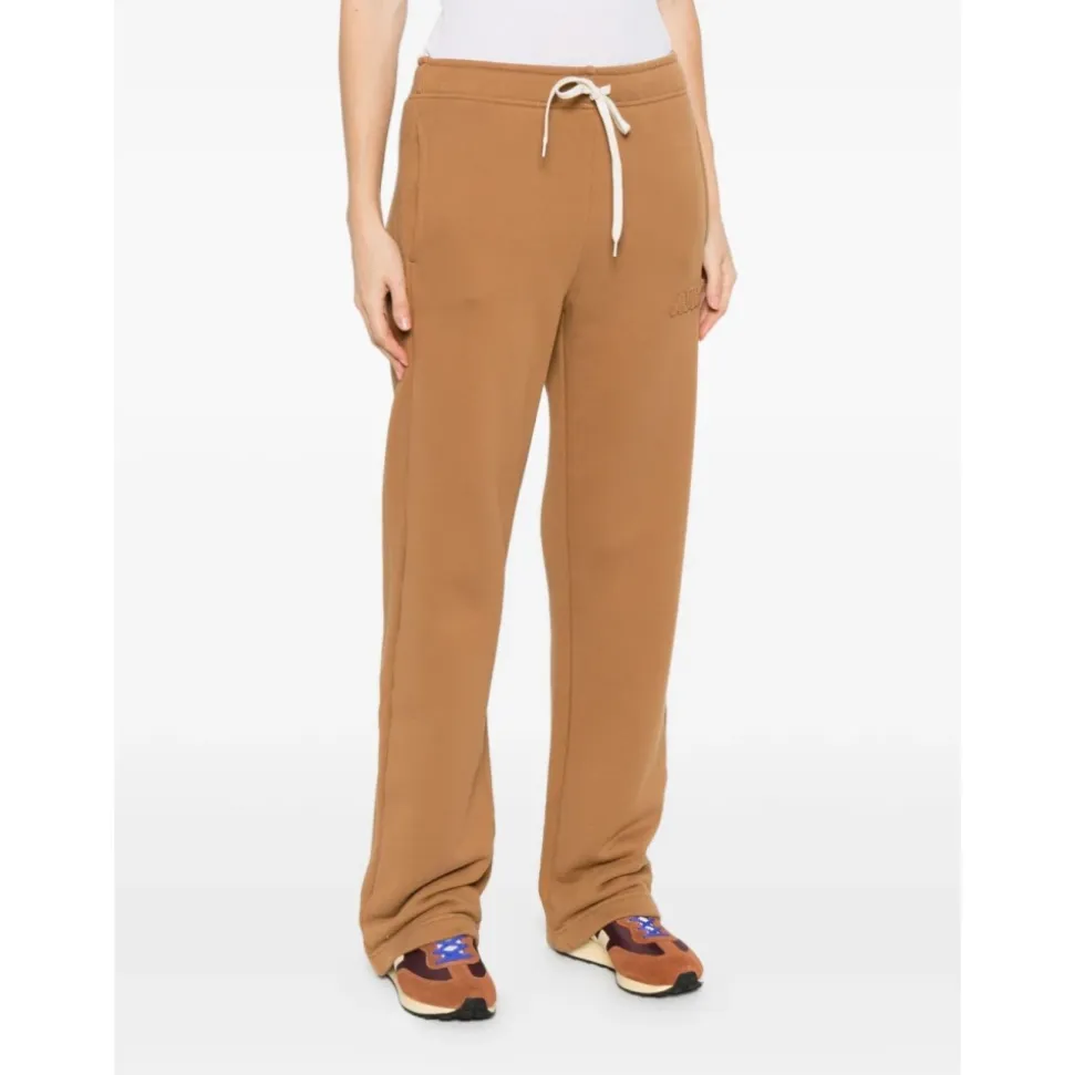 Braune Hose mit Elastischem Bund Gerader Schnitt