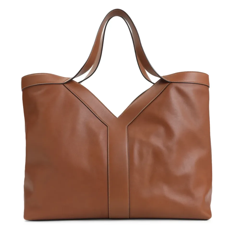 Braune Leder Y Schultertasche