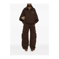Braune Reißverschluss-Outerwear Mit Kordelzug