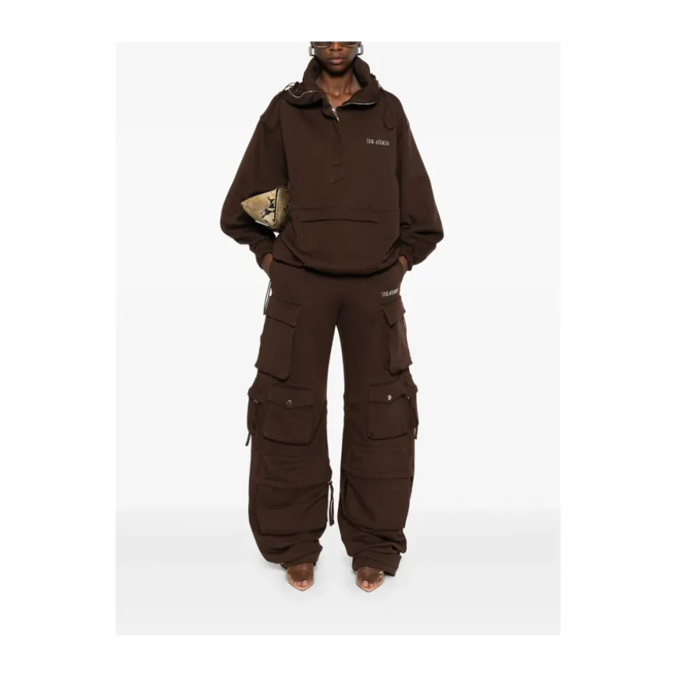 Braune Reißverschluss-Outerwear Mit Kordelzug