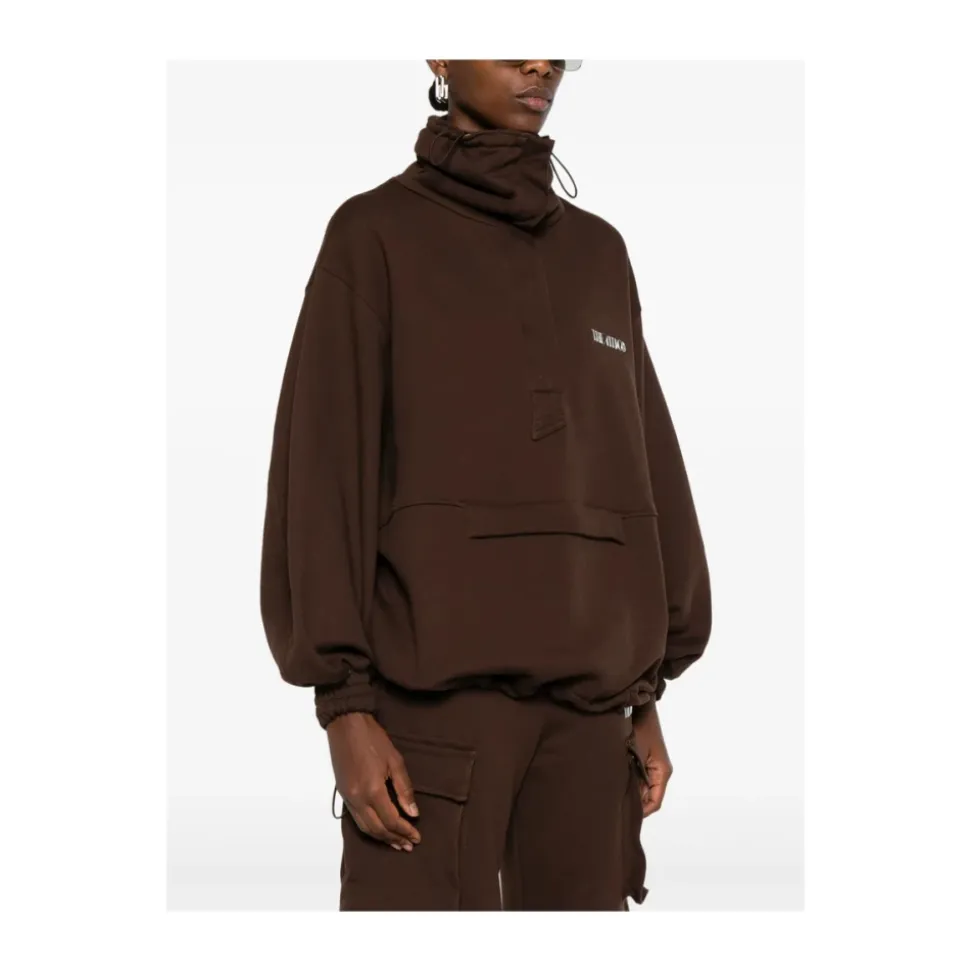Braune Reißverschluss-Outerwear Mit Kordelzug