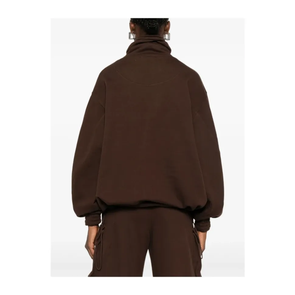 Braune Reißverschluss-Outerwear Mit Kordelzug
