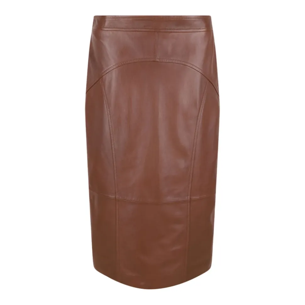 Brauner Leder Bleistiftrock