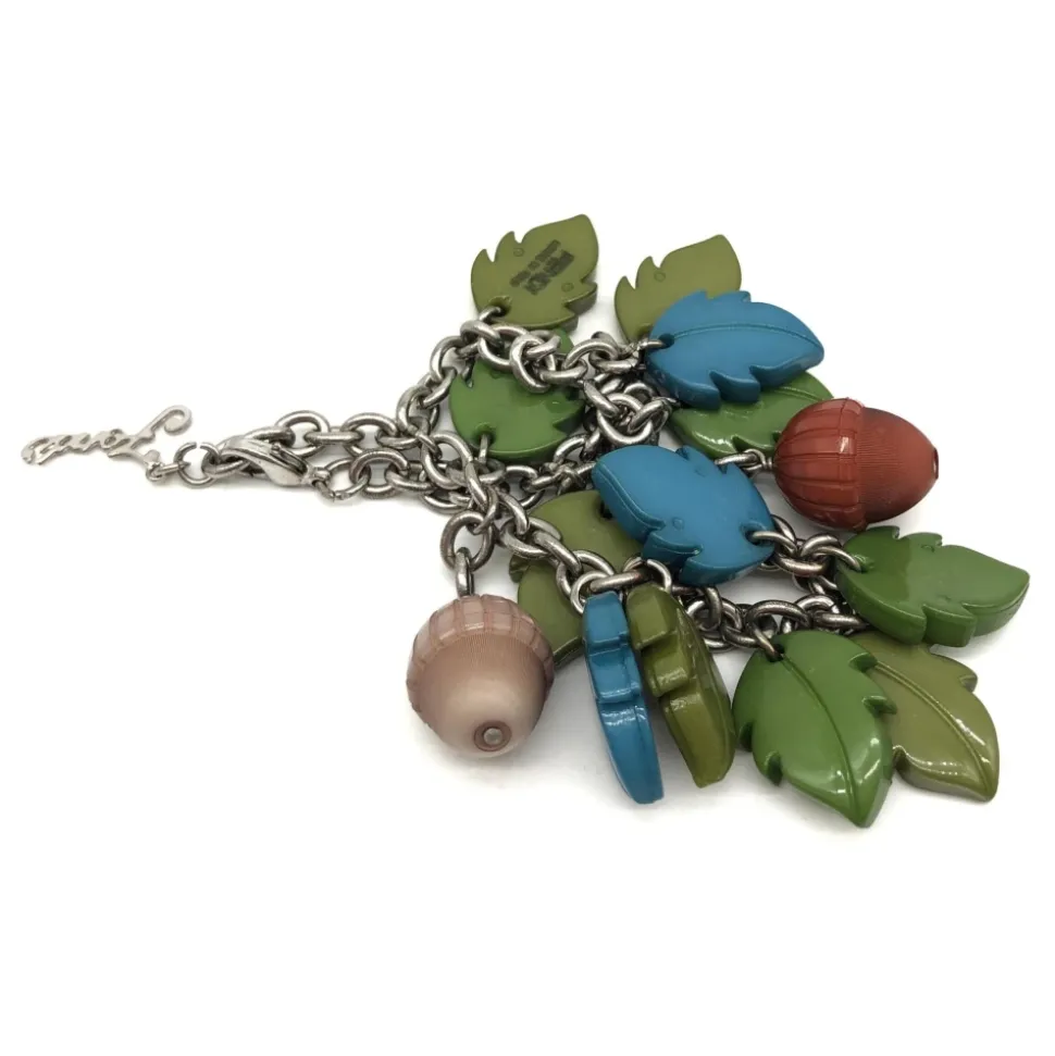 Buntes Armband mit Blatt- und Eichelanhänger