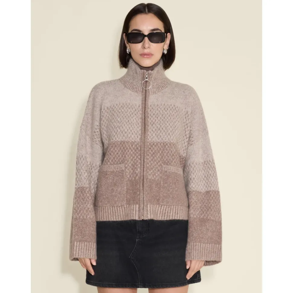 Burgunder Strickjacke mit Reißverschluss