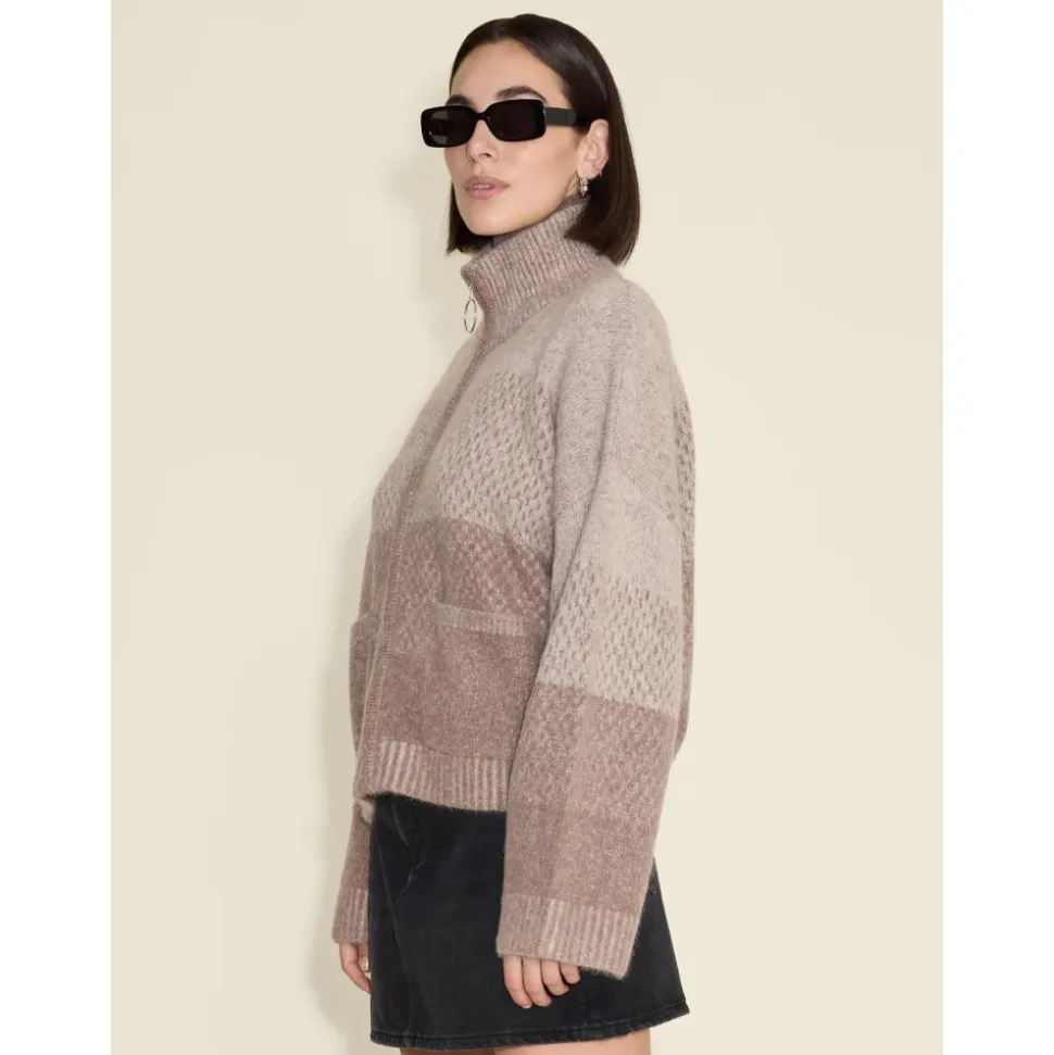 Burgunder Strickjacke mit Reißverschluss