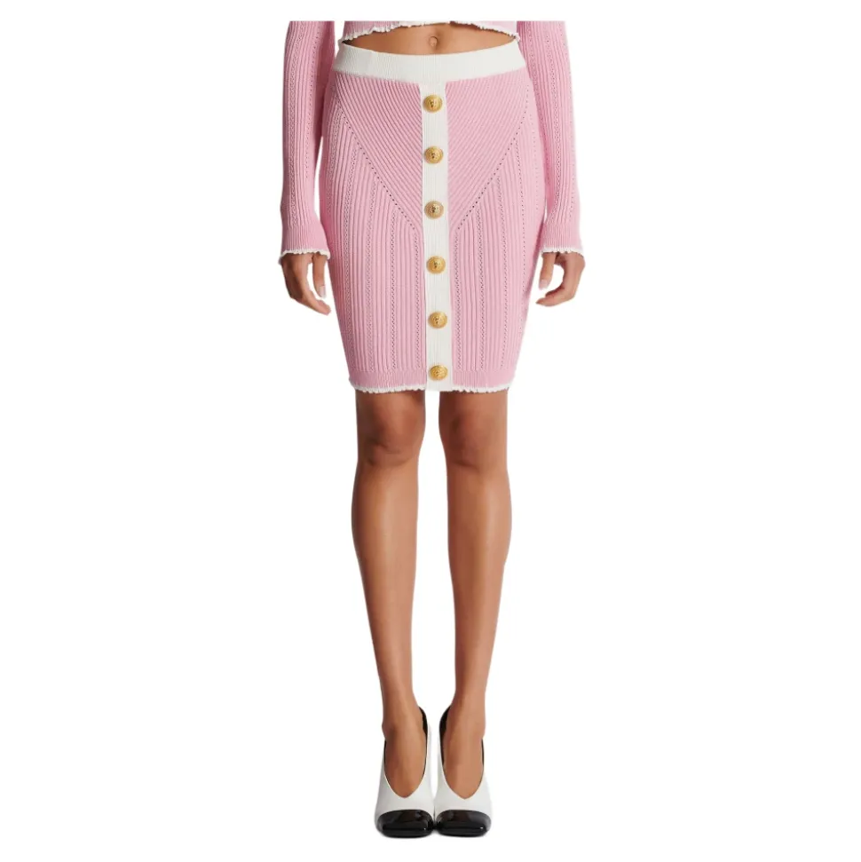 Buttoned Knit Skirt