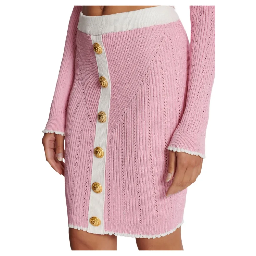 Buttoned Knit Skirt